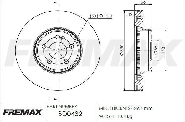 FREMAX BD-0432 - Гальмівний диск autocars.com.ua