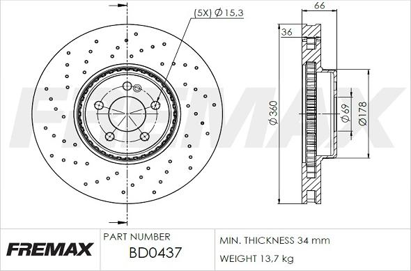 FREMAX BD-0437 - Гальмівний диск autocars.com.ua