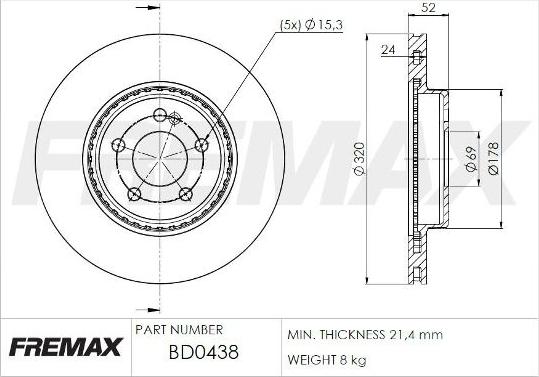 FREMAX BD-0438 - Тормозной диск avtokuzovplus.com.ua