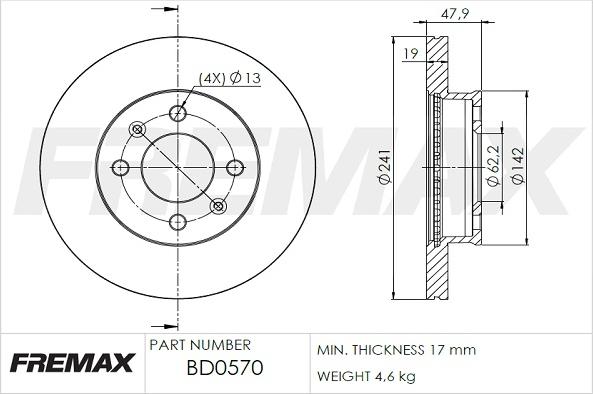 FREMAX BD-0570 - Тормозной диск avtokuzovplus.com.ua