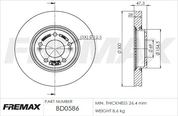 FREMAX BD-0586 - Гальмівний диск autocars.com.ua