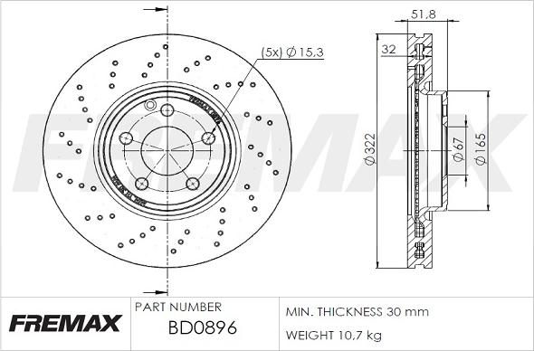 FREMAX BD-0896 - Тормозной диск avtokuzovplus.com.ua