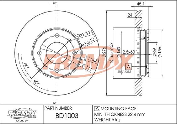 FREMAX BD-1003 - Гальмівний диск autocars.com.ua