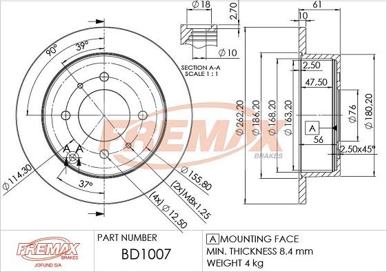 FREMAX BD-1007 - Гальмівний диск autocars.com.ua