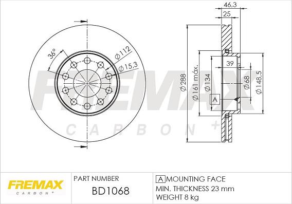 FREMAX BD-1068 - Тормозной диск avtokuzovplus.com.ua