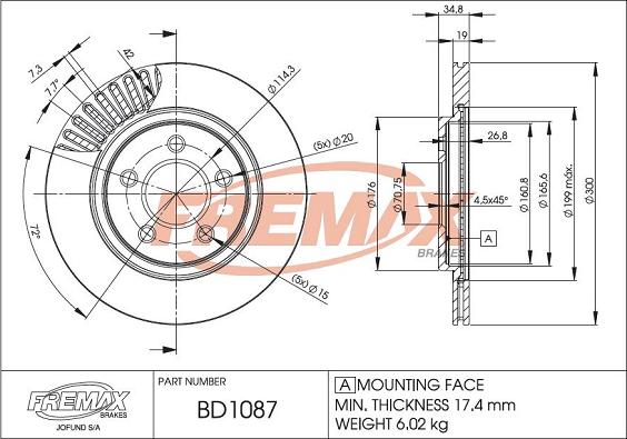 FREMAX BD-1087 - Тормозной диск avtokuzovplus.com.ua