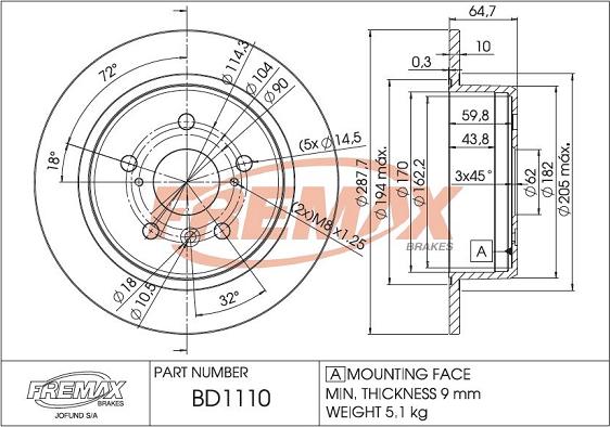 FREMAX BD-1110 - Тормозной диск avtokuzovplus.com.ua