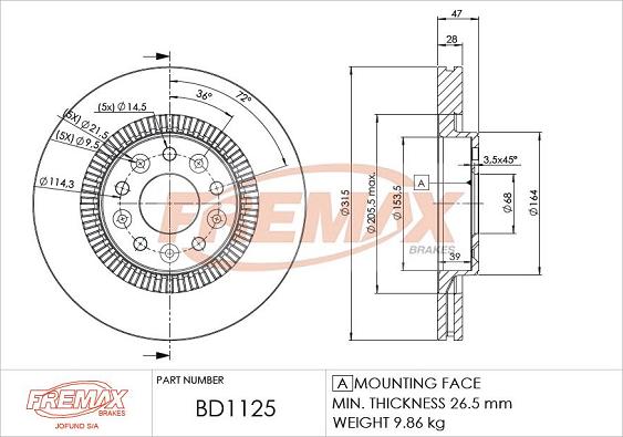 FREMAX BD-1125 - Тормозной диск avtokuzovplus.com.ua