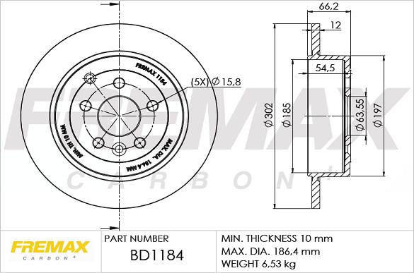 FREMAX BD-1184 - Тормозной диск avtokuzovplus.com.ua