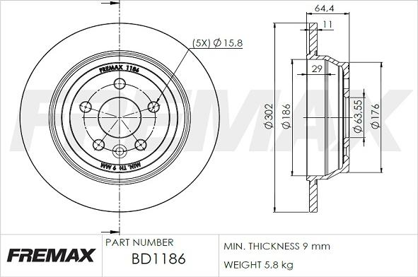 FREMAX BD-1186 - Тормозной диск avtokuzovplus.com.ua