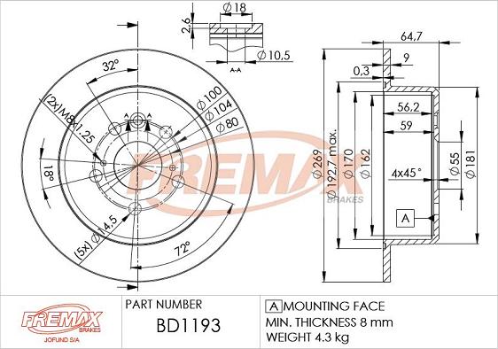 FREMAX BD-1193 - Тормозной диск avtokuzovplus.com.ua