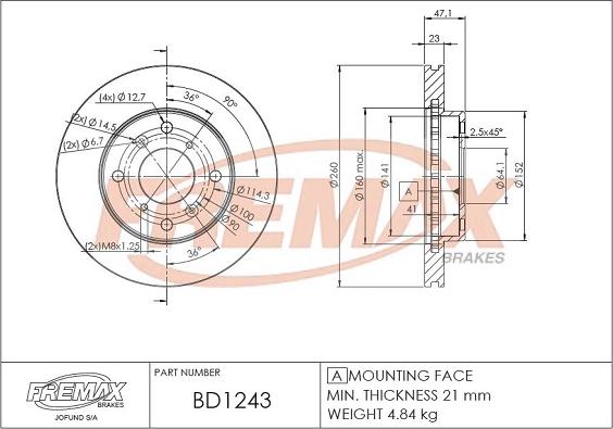 FREMAX BD-1243 - Гальмівний диск autocars.com.ua