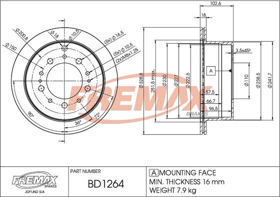 FREMAX BD-1264 - Тормозной диск avtokuzovplus.com.ua