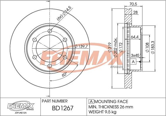 FREMAX BD-1267 - Гальмівний диск autocars.com.ua