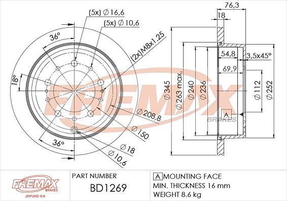 FREMAX BD-1269 - Гальмівний диск autocars.com.ua