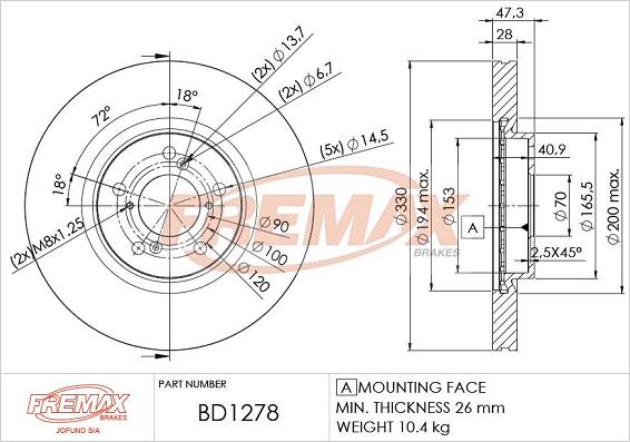 FREMAX BD-1278 - Гальмівний диск autocars.com.ua