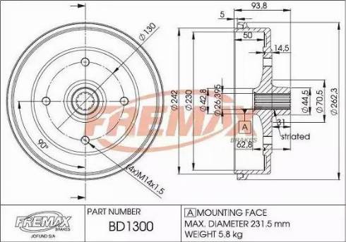 FREMAX BD-1300 - Тормозной барабан avtokuzovplus.com.ua