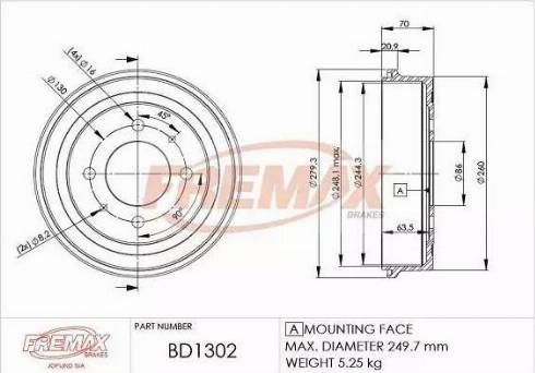 FREMAX BD-1302 - Гальмівний барабан autocars.com.ua