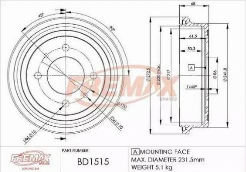 FREMAX BD-1515 - Тормозной барабан avtokuzovplus.com.ua