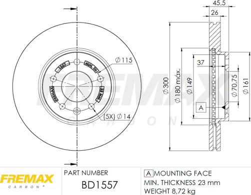 FREMAX BD-1557 - Тормозной диск avtokuzovplus.com.ua