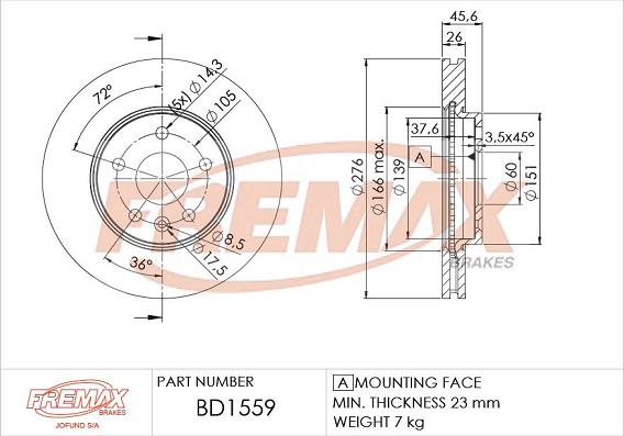 FREMAX BD-1559 - Тормозной диск avtokuzovplus.com.ua