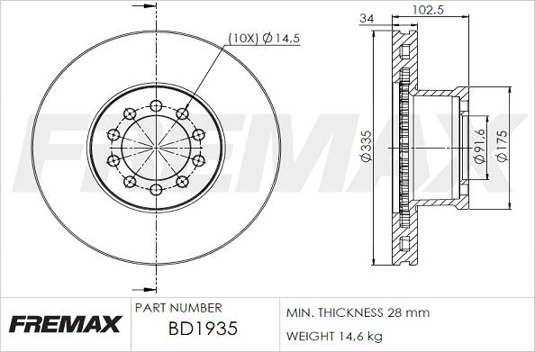 FREMAX BD-1935 - Гальмівний диск autocars.com.ua