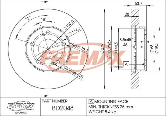 FREMAX BD-2048 - Тормозной диск avtokuzovplus.com.ua