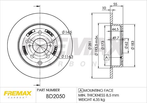 FREMAX BD-2050 - Гальмівний диск autocars.com.ua