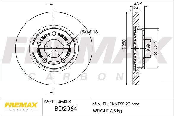 FREMAX BD-2064 - Гальмівний диск autocars.com.ua