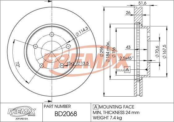 FREMAX BD-2068 - Гальмівний диск autocars.com.ua