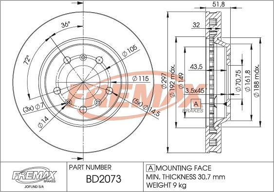 FREMAX BD-2073 - Тормозной диск avtokuzovplus.com.ua