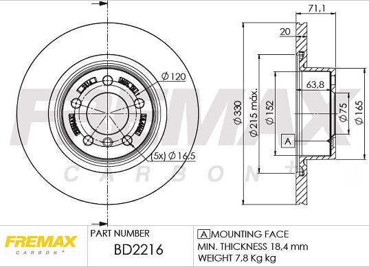 FREMAX BD-2216 - Гальмівний диск autocars.com.ua