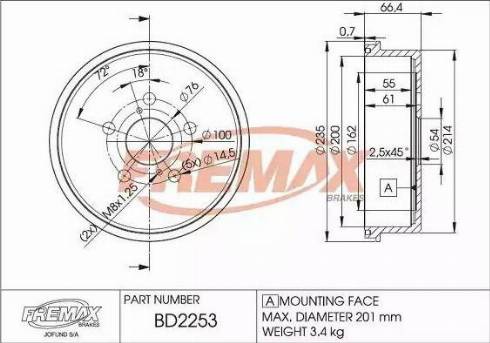 FREMAX BD-2253 - Гальмівний барабан autocars.com.ua