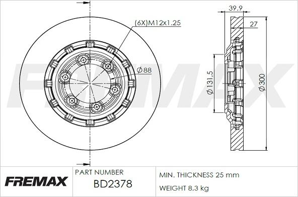 FREMAX BD-2378 - Тормозной диск avtokuzovplus.com.ua