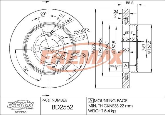 FREMAX BD-2562 - Тормозной диск avtokuzovplus.com.ua