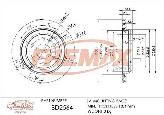 FREMAX BD-2564 - Гальмівний диск autocars.com.ua