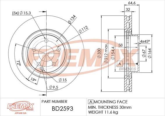 FREMAX BD-2593 - Тормозной диск avtokuzovplus.com.ua