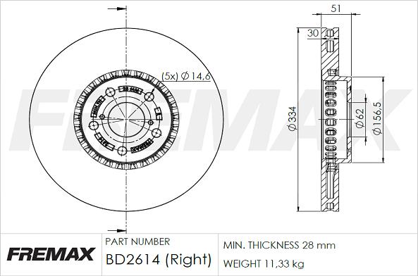 FREMAX BD-2614 - Гальмівний диск autocars.com.ua