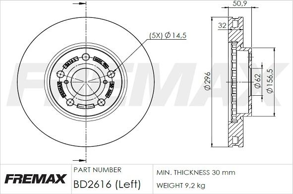 FREMAX BD-2616 - Гальмівний диск autocars.com.ua