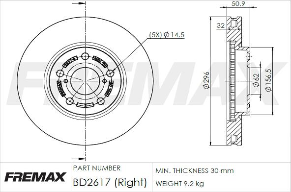 FREMAX BD-2617 - Гальмівний диск autocars.com.ua