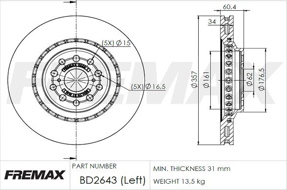 FREMAX BD-2643 - Тормозной диск avtokuzovplus.com.ua