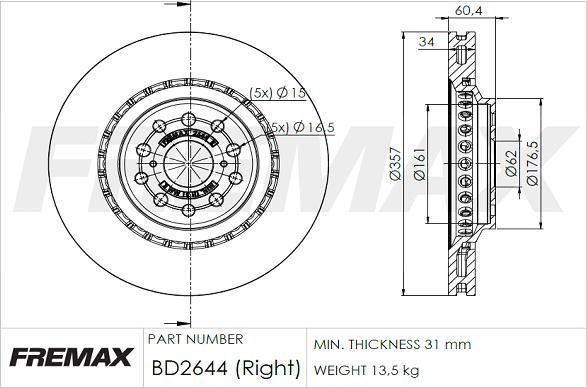 FREMAX BD-2644 - Гальмівний диск autocars.com.ua