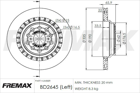 FREMAX BD-2645 - Тормозной диск avtokuzovplus.com.ua