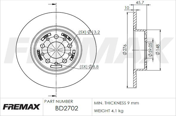 FREMAX BD-2702 - Гальмівний диск autocars.com.ua