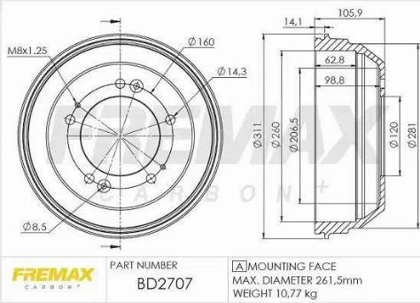 FREMAX BD-2707 - Гальмівний барабан autocars.com.ua