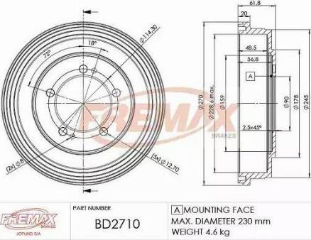 FREMAX BD-2710 - Тормозной барабан avtokuzovplus.com.ua