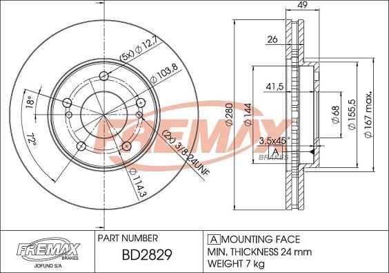 FREMAX BD-2829 - Гальмівний диск autocars.com.ua