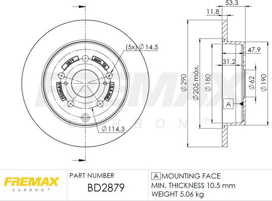 FREMAX BD-2879 - Гальмівний диск autocars.com.ua