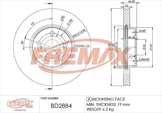 FREMAX BD-2884 - Гальмівний диск autocars.com.ua