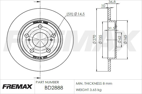 FREMAX BD-2888 - Тормозной диск avtokuzovplus.com.ua